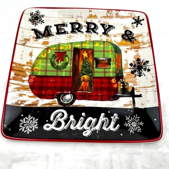 2 Geoffrey Allen 2014 Sleigh Bell 8.5" Square Plates by Certified Internat READ - Picture 5 of 13